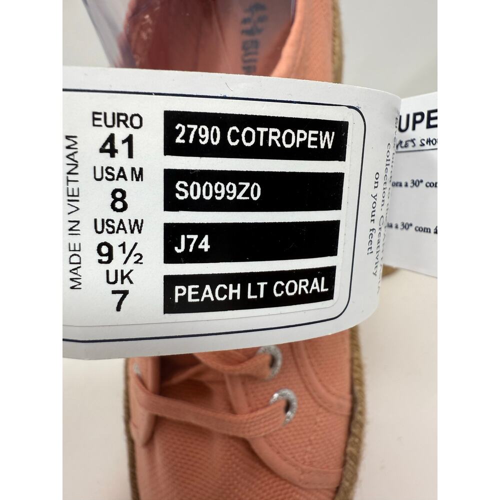 Superga Platform Espadrille Sneakers Women's 9.5 (41) Coral Casual Statement NWT - Picture 13 of 16